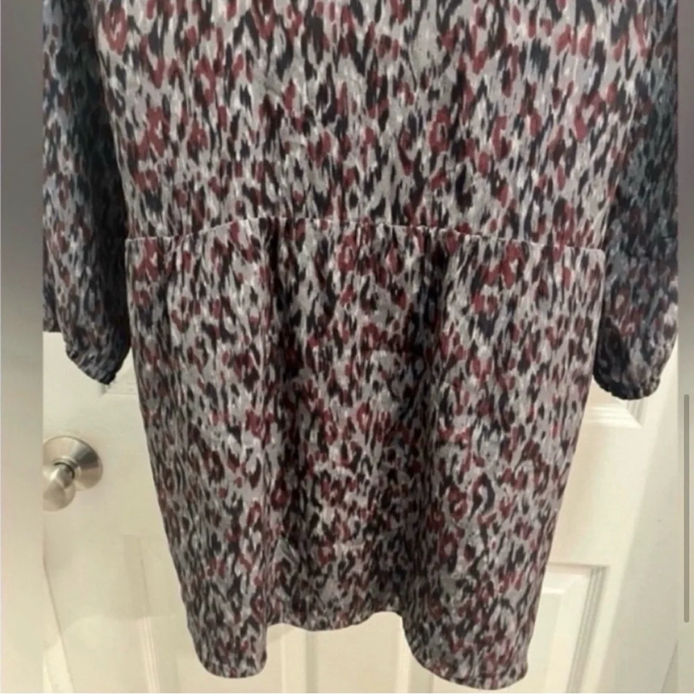 Comptoir Des Cotonniers Silk Dress Drop Waist V-Neck Abstract-Size 6 US- EUC